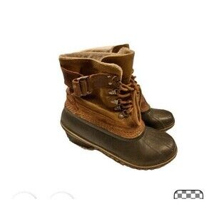 Sorel Mid Calf Camp Core Duck Boots Brown Suede Waterproof 8